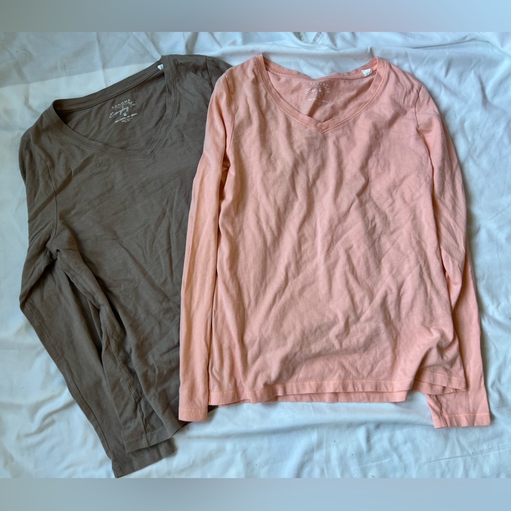 2 Long Sleeve V-Neck Tees